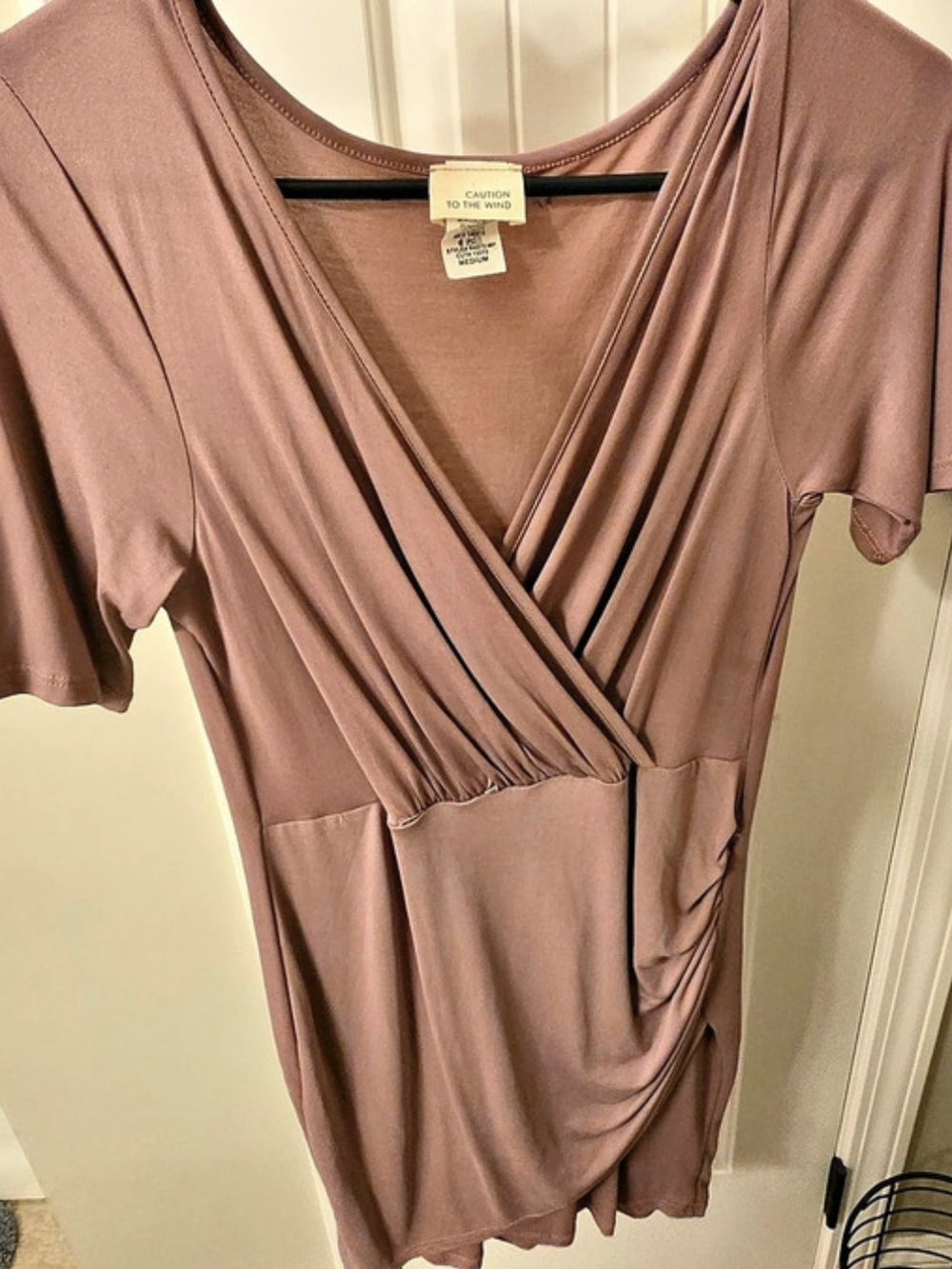 Caution To The Wind R4272-MP Ruched Mini Dress in Pink Size Medium Like New